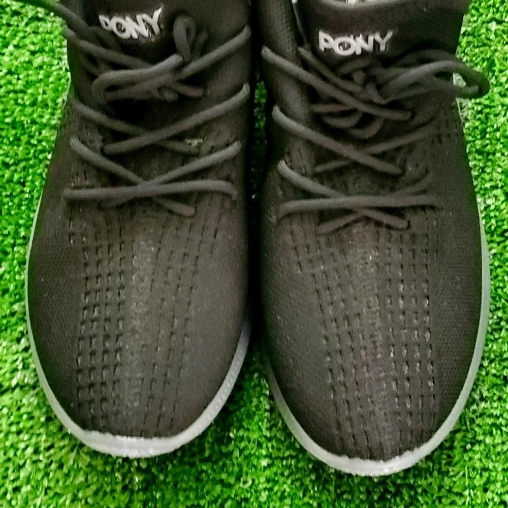 Pony Black Easy Slip On Mens Tie Sneaker